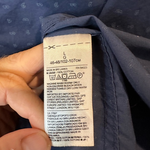 Men's Banana Republic Luxe Poplin Buttondown Navy w Paisley. Size Large - Picture 5 of 5